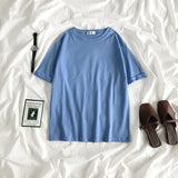 Tee Shirt Solid Color Basic T-Shirt Women Casual O-neck Harajuku Top Korean Hipster Cotton Basic