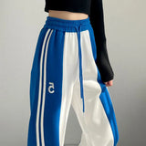 Stripe Splice Sweatpants Women Spring 2022 Joggers High Waist Streetwear All-match Casual Korean Fashion