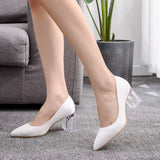 Square Transparent Heel Pointed Shoes Dance Party Bridal Dress Shoes Silk Silk Dress Dress Long Dress