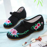 Zingj Chinese Style Retro Plate Buckle Embroidery Female Beef Tendon Bottom Dance Single Shoe Cloth