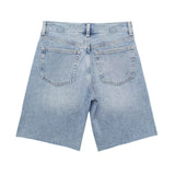Blue Denim Shorts Women Mid-Rise Bermuda Shorts Woman Fashion Frayed Women's Jeans Shorts Casual Streetwear Summer
