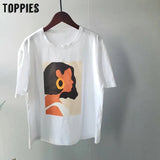 2021 summer character t-shirts fashion girls tops short sleeve printing t-shirts Korean women clothes 95%