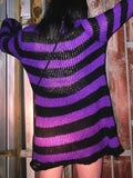 Distressed Stripe Longline Sweater- Outfit