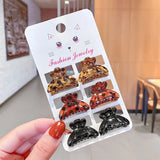 New Women Girls Vintage Elegant Leopard Small Acrylic Hair Claws Geometric Hair Clips Headband Fashion Hair