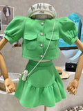 Sweet Two Piece Set Women Shirt Blouse Crop Top Skirt Suits Small Fragrance 2 Piece Suits Fashion Sexy Outfits For