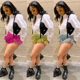 Shiny Women Shorts High Waist Ruffles Skinny Bottom 2021 Summer Sexy Night Club Party Hot Shorts Activewear