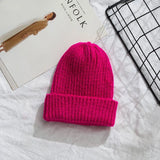 Women 2020 New Solid Knitted Warm Soft Trendy Hats Simple Korean Style Womens Wool Casual Caps Elegant All-match