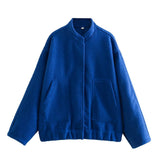 New Loose Casual Coat Street Standing Collar Dark Button Coat Casual Jacket
