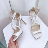 Hair 2025 Summer New Fairy Wind With Purple Silk Satin Jimmy High Heels Fine Square