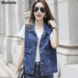 Vests Women Sleeveless Jean Jacket Coat Female Boyfriend Jackets Coats Waistcoat Tank New Young Lady Streetwear Vest