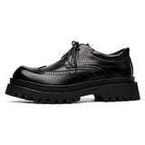 2025 New Platform Derby Shoes Block Casual Shoes British Port Wind Leather Shoes Niche Fashion Premium