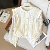 Foreign Style Spliced Chiffon Sleeved Sweater Women's 2024 Spring New Soft Wind Sweet Sweater