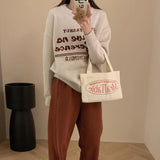 Zingj Simple Korean Version Of Literary Fan Letter Round Collar Versatile Loose Sleeve Long Sleeve Casual Sweater Female Sweater Female-Outfit