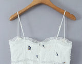 White Embroidery Flower Corset Style Cami Mini Dress- Outfit