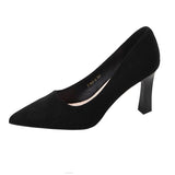High Heels Women's Velvet Soft Soles Standing Not Tired Feet Flight Attendant Commuting Professional Black Work Shoes Single