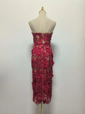 Sexy Long Dress Woman 2025 Spring New Fashion Three-Dimensional Flowers Splicing High-End Feel Breasts