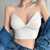 Neck Solid Color Exposed Navel Slim Fit Basic Tank Top Women