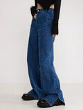High Waist Jeans Vintage Baggy Wide Leg Straight Leg Pants Fashion Casual Comfy Moms Slit Denim Trousers Y2k