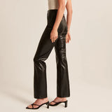 Straight Leather Long Casual Low Waist