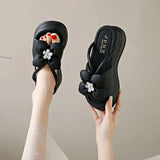 Fragrant Temperament Foot Slippers 2025 Summer Long Standing Non-Slip Shoes Solid Color Loose Cake Thick Bottom Cool Slippers
