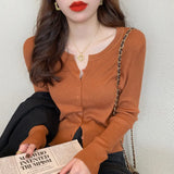Zingj And Winter Knitwear With A Thin White Cardigan Coat With A Slim Long-Sleeved Sweater Jacket-Outfit