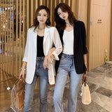 Zingj And Long Loose Chiffon Small Suit Female Chic Summer White Suit Large Size Sunscreen Clothing Thin Coat Air Conditioning