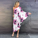 Boho Printed Off Shoulder Kaftan Plus Size Women Clothes Summer Sexy Beach Wear Tunic Casual High Street Dresses