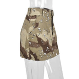 Camouflage Women Mini Skirts 2022 Autumn High Street Zipper Fly Bodycon Skirt with Pocket Y2K Club Party