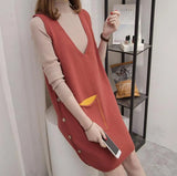 long knitted vest sleeveless sweater autumn and winter new loose wild waistcoat knitted