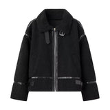 Winter New Women's Street Fashion Locomotive Lamb Wool Coat W091