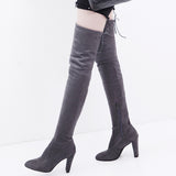 New Autumn And Winter Large Size Over The Knee Boots High And Sharp Sharpened Zipper Women