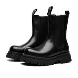 2025 New Youth Round Head Trend High Help Middle Tube Thick Bottom Set Foot Men's Thick Bottom Martin Boots