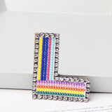 Jewelry 26 English DIY Name Letters Alphabet Rainbow Embroidery with Pin Ouch Beeding Womens Brooches Patches