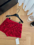 High Waist Three-Dimensional Rose Shorts- Outfit