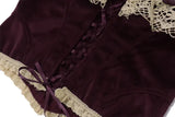 Purple Velvet Corset Crop Top And Mini Skirt Set- Outfit