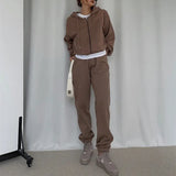 Female Tracksuits Casual Two Piece Set Hoodie Long Sleeve Sweatshirts & Fleece Sweatpants Women