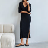 Zingj Ribbed Knitting On Both Sides Of The Short-Sleeved Skirt