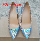Women Sexy 12cm High Heel Pattern Snake Print High Heel Design Lady Dress Club Shoes plus size 33 34 QP093