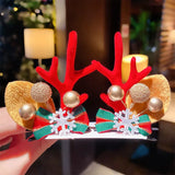 Women Girls Cartoon Christmas Antlers Hairpins New Year Sweet Hair Decorate Barrettes Hair Clips Novelty Hair