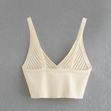 Women Solid Knitted Tank Top Summer Cropped Top Female Wide Strap Sexy Simple Vintage Blouse Straps Chic