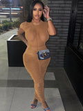 Mesh Outfits Women Two Piece Set Skinny O-Neck Short Sleeve Bodysuits Top+Skirt See Through Clubwear Vacation Matching
