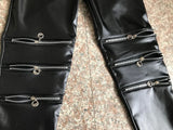High Elastic Knee Faux Leather Cropped