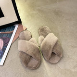 Zingj Slippers Female 2023 Spring Autumn New Women's Moon Flat Bottom Home Indoor And Outdoor Wear Plush Cotton Mop- Outfit