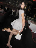 Short Sleeve Collar Ribbed MIni Dress-Outfit