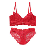 Top High Quality Bra Set Lingerie Push Up Brassiere Lace Embroidery Underwear Set Sexy Ultra-thin Cup For Women