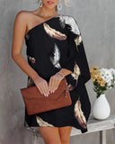 Zingj / Summer 2023 New Hot Style Positioning Print Gradient One-Shoulder Casual