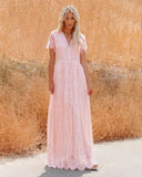 Queens Fashion Women Deep V-neck Lace Hollow Out Bohemian Maxi Dress Vintage Lady White Boho