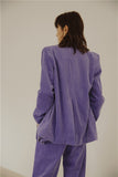 Corduroy Womens Suits Blazer With Pants Purple 2 Piece Sets Fall Outfits 2020 Suit Top And Pants Korean