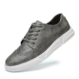 Zingj Men's Plus Size Board Shoes Fashion Trend Breathable Leather Shoes Casual Shoes Lace Up Single Shoes Korean Men's