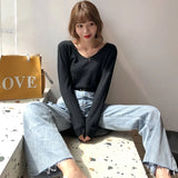 New 2021 Autumn Winter Women's Sweaters V-Neck Minimalist Tops Fashionable Korean Style Knitting Casual Solid